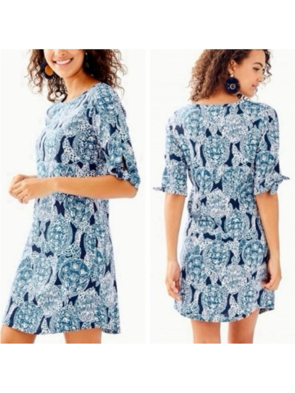 Lilly Pulitzer Snap To It Preston Tie Sleeve Cotton Print Vacation Dress